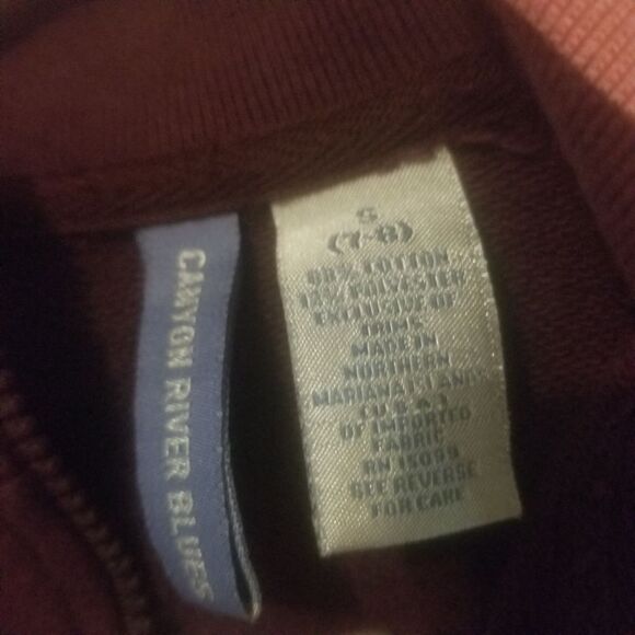 Canyon River Blues Full Zip Sweatshirt Maroon Embroidered Angel Wings Size S - Picture 3 of 6